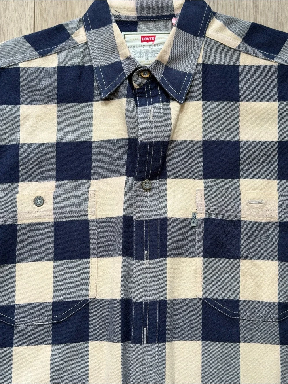 Levi's Navy and White Buffalo Check Button-Down Shirt